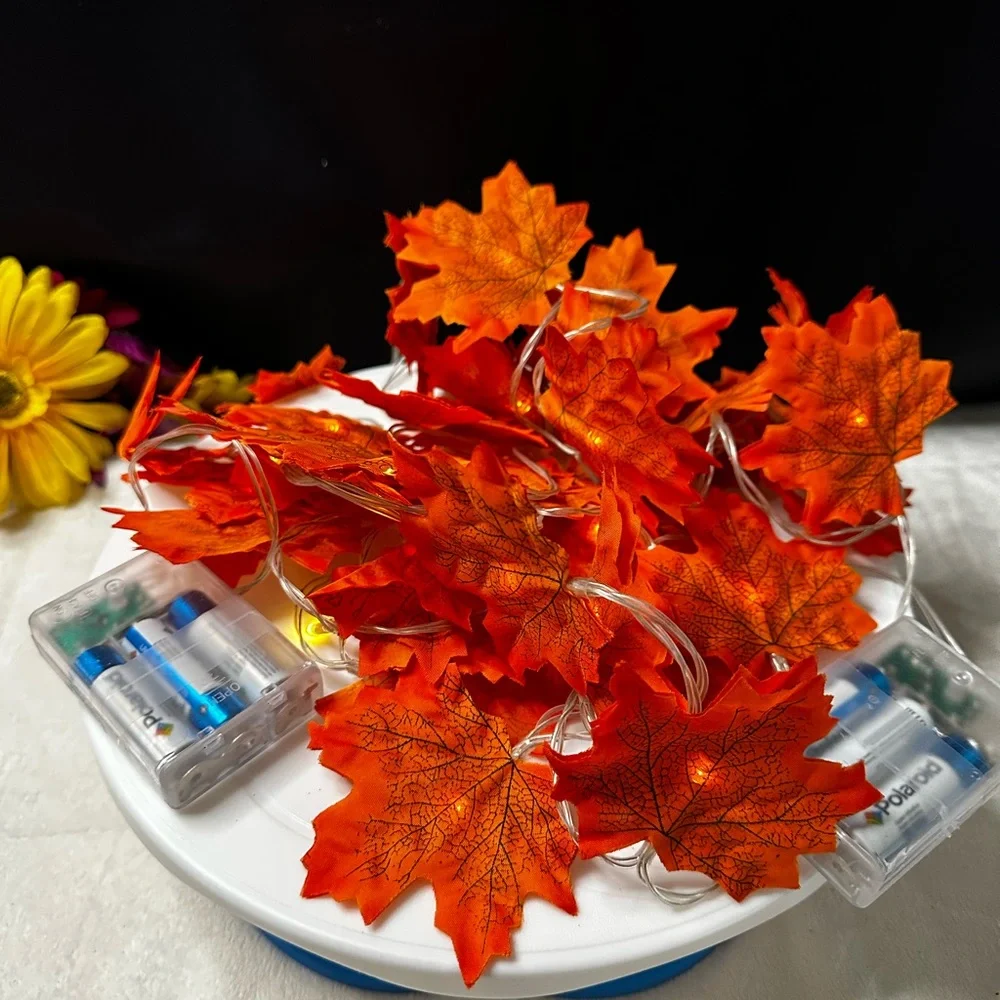 Set Of 2 Double Sided Battery Operated Maple Leaves 🍁 Lights